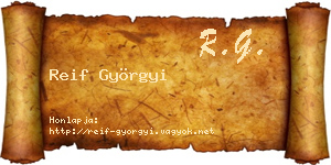 Reif Györgyi névjegykártya